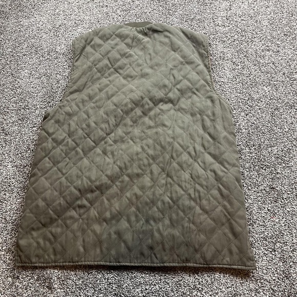 Quilted Vest Mens Medium Green Orange Reversible Zip Front Casual Workwear - Picture 3 of 5